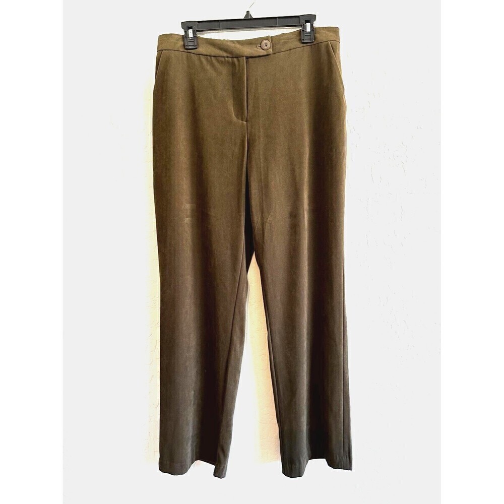 Coldwater Creek Pants Women's Size 12 Brown High Rise Straight Leg Office Work